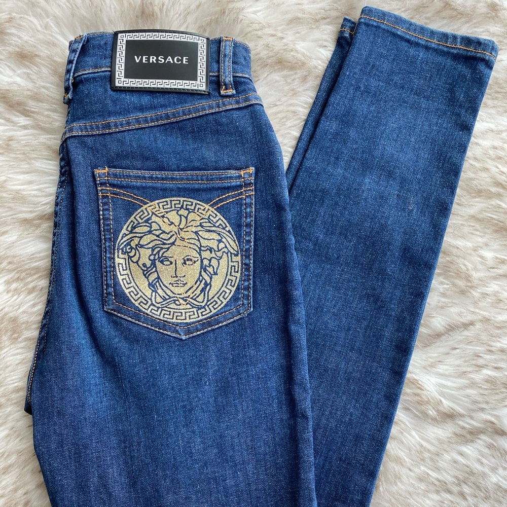 VERSACE GOLD LOGO JEANS